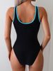 Women's High-Performance Zip-Up One-Piece Swimsuit – Sleek Monochrome Black, Competitive Fit For Swimming & Training (S/M/L/XL)_ecoleips.com