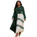 Elegant Pleated Dress for Women round Neck Printed Belt Embellished European American Style Spring Women's Clothing_ecoleips.com