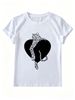 Women Leopard Black Heart Graphic T-Shirt Retro Y2K Animal Print Crew Neck Short Sleeve Casual White Street Tee_ecoleips.com