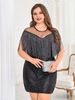 "Plus Size Sequin Tassel Mini Dress – Slim Fit Party Dress For Women, Sexy & Elegant Short Dress (Black, 0XL-4XL)"_ecoleips.com