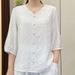High-End Women's Summer Garment Featuring Vintage Embroidery Patterns, Made From Cotton And Linen Fabric With A V-Neck D_ecoleips.com