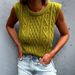 Women's Clothing Round Neck Sleeveless Cable Knit Top Vest Russian Spring Summer_ecoleips.com