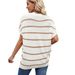 Women's Striped Knit Crew Neck Pullover Sweater Color Block Drop Shoulder Short Sleeve European American Style Fashion Spring Autumn_ecoleips.com