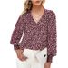 Women's Autumn Fashion: Loose-Fitting Printed Long-Sleeved V-Neck Chiffon Shirt_ecoleips.com