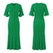Women's Clothing Summer Dress Round Neck Contrast Color Short Sleeve Long Dress Hollow Slim Fishtail Knitted Dress_ecoleips.com