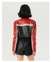 Brick Red PU Leather Biker Jacket – Women’s Cropped Streetwear Coat With Contrast Panels (S-XL, Edgy Urban Staple For Berlin Clubs & LA Streets)_ecoleips.com