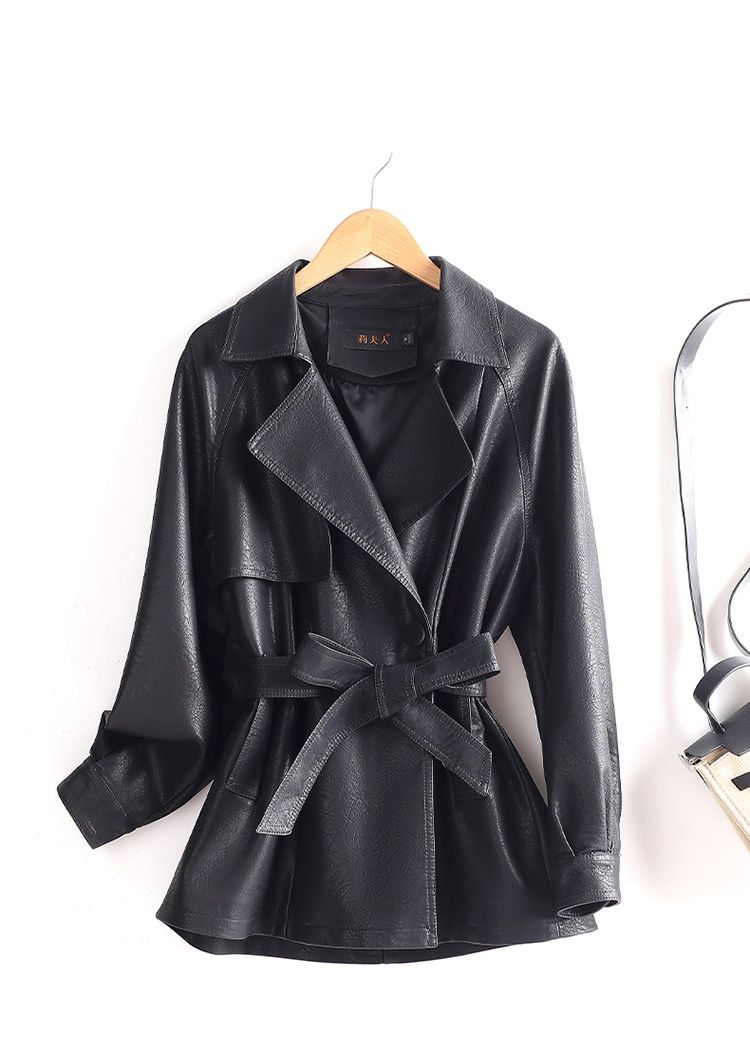 Women’s Slim-Fit Cropped Faux Leather Jacket – Korean-Inspired Biker Style (Spring & Autumn Lightweight)_ecoleips.com