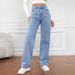 Women's High-Waisted Blue Jeans - Loose Fit Straight Leg,Stretch-Free Cotton, Long Trousers For Spring & Fall_ecoleips.com