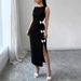 Elegant Knit Maxi Dress With High Slit – Stretchy Bodycon Long Dress For Women (Black, S-XL)_ecoleips.com
