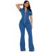 Women's Slim Fit Stretch Denim Jumpsuit Washed Wide Leg Pants_ecoleips.com