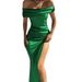 Foreign Trade New Tight Women's Clothing Solid Color Sleeveless Mid-Length Off-Shoulder Dress Sexy Evening Gown_ecoleips.com