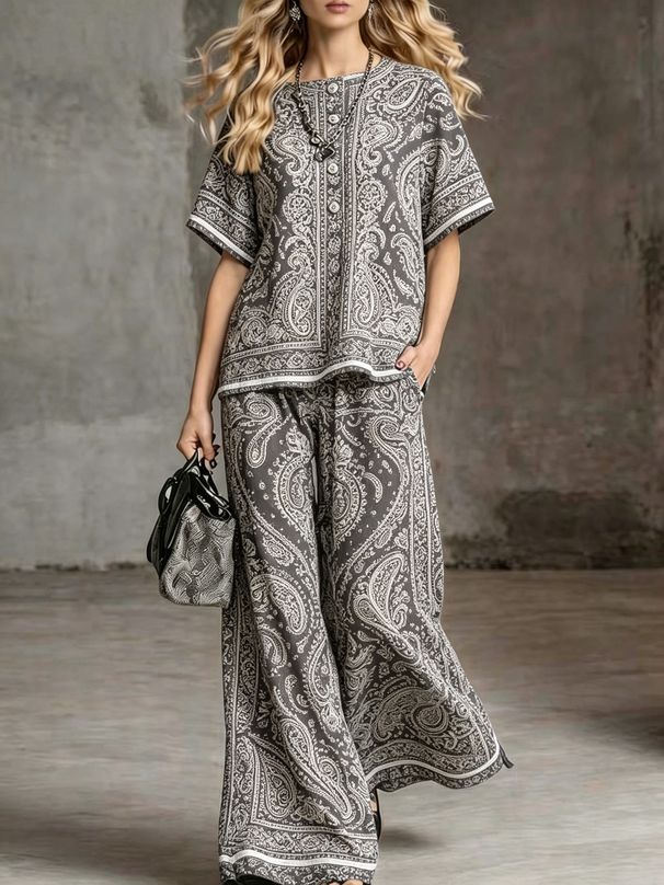 Women's Comfortable Soft Printed Striped Long Sleeved Pajama Set European And American Style Spring Summer New Arrival_ecoleips.com