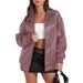 Women's PU Leather Jacket With Stand Collar, Long Sleeves, Side Pockets, Casual Windbreaker Coat In Solid Colors_ecoleips.com