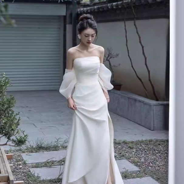 New Chinese-style Engagement Robe Women, 2026 Spring New Model, Strapless, Simple, Long, Ethereal, Suitable For Travel_ecoleips.com