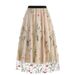 Retro 50s Women's Mesh Embroidered Midi Skirt High Waist A-Line Skirts for Casual Office Wear_ecoleips.com