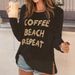 Women's Clothing Round Neck Long Sleeve Side Slit Letter Knitted Sweater Women's Casual Long Sleeve Top_ecoleips.com