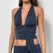 Women's Slim Fit Cropped Top Halter Neck Backless Casual Suit Solid Color Sexy European And American Style New 2025 Wholesale_ecoleips.com