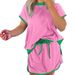 Summer Loose Sports Style Casual Fashion Color Matching Short Sleeve Skirt Suit_ecoleips.com