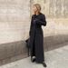"Oversized V-Neck Trench Coat – Long & Flowy Cotton-Polyester Blend (S-L) | Black/Beige/Brown"_ecoleips.com