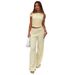 Women's Clothing Women's Two Piece Suit One Shoulder Oblique Collar Wide Leg Pants Elastic Bubble Design European American Style Clothing_ecoleips.com