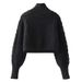 Women's Clothing new high neck sweater for women new lazy style loose slim short knitted jacket for women autumn_ecoleips.com