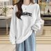 2023 Women's Long Sleeved Sweatshirt Fleece Lined Thickened Outerwear Top Color Block Korean Style Loose Fit Versatile Youthful Autumn Winter_ecoleips.com