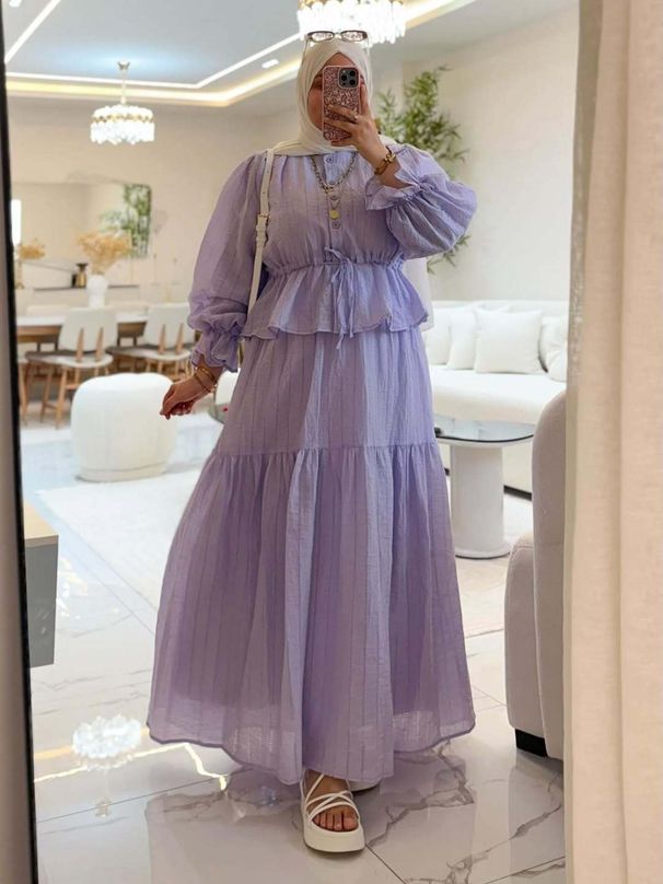 Women's Two Piece Suit Petal Sleeve Spliced Skirt New Style Top And Skirt Set_ecoleips.com