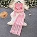 Lace Two-Piece Set – Elegant Hollow-Out Design & Slim Fit | Pink & Beige | M-Xxl Breathable Modesty_ecoleips.com
