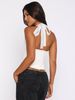 Trendy European American Style Women's Hollowed out Bralette Underwire Halter Neck Double Layer Solid Color Tank Top_ecoleips.com