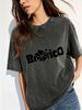 Vintage Washed Solid Women Short Sleeve Tee, Sweat Breathable Cotton Material, Loose Fit Simple Crew Top For Young Girls Daily All Occasion Wear_ecoleips.com