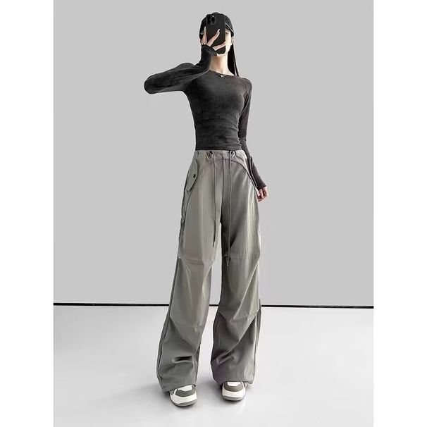 American Work Women's New Summer Wide Thin Loose Design Casual Straight Leg Pants_ecoleips.com