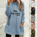 Women's Casual Loose Fit Long Sleeve Fleece Letter Print Hooded Sweatshirt With Pockets - Soft & Warm Pullover For Autumn Winter_ecoleips.com