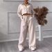 Women's Clothing 2 Piece Set Large Size Fashion Shirt Set High Waist Loose Pants_ecoleips.com
