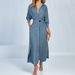 Women's Temperament Elegant Solid Color Commuter V-neck Slim Dress_ecoleips.com