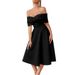 Women's Clothing Bow A Line Dress High End One Shoulder Splicing Solid Color Party Dress_ecoleips.com