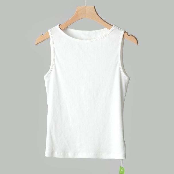 Spring Summer Cotton Tank For Women, Off-Shoulder Halter Neck Slimming Inner Wear, Ribbed Sleeveless Base Shirt,_ecoleips.com
