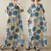 Real Shot Of 2024 Summer V-neck Cotton-linen Plus-size Loose-fitting Artistic Vacation-style Beach Dress, Vintage_ecoleips.com