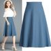 Verve Spring Summer New Women's High Waist Versatile Fashion Over-the-Knee Mid-Length A-Line Umbrella Skirt For Women_ecoleips.com