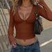 AE076 Cross-border Spring/summer New Fashion Sexy V-neck Long-sleeve Slim-fit Versatile Outerwear Base Shirt_ecoleips.com