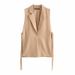 Women's clothing Spring New Women's Style Lapel Sleeveless Side Ribbon Design Suit Vest Jacket Women's 6IS009_ecoleips.com