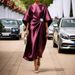 Women's Elegant Beaded Satin Design Dress For Commuter Temperament_ecoleips.com