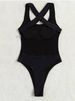 Women's Triangle One Piece Swimsuit Backless Cross Over Sexy Swimwear Solid Color American Style Wire Free Adjustable_ecoleips.com