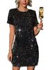 Women's Short Dress Sequined Slim Fit Short Sleeved INS Style Spring Summer_ecoleips.com