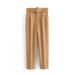 High Waist Slim Fit Casual Trousers for Women European American Style Cropped Length Belted Polyester Pants England Fashion_ecoleips.com