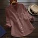Export Overstock Of Italian And French Designer Brands, Women's Clearance Linen Tops, Long-sleeve Cotton-linen V-neck_ecoleips.com