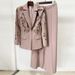 K New Fashion Heavy Industry Nail Bead 3D Flower Jacket, Wide Leg Pants Set, Two Piece Set_ecoleips.com