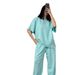 New Crew Neck T-shirt Short-sleeved Trousers Two-piece Casual Macaron Jumper Suit Women_ecoleips.com