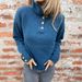 Women's Autumn Winter Stand Collar Knit Sweater Solid Color Casual Loose Fit Button Detail Comfortable Sweater_ecoleips.com