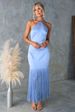 Women's Clothing Summer New Fashion Temperament Solid Color Off Shoulder Tassel Design Tight Hip Dress_ecoleips.com