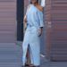 Women's Clothing New Women's Fashion Tops Slit Skirt Two Piece Suit_ecoleips.com